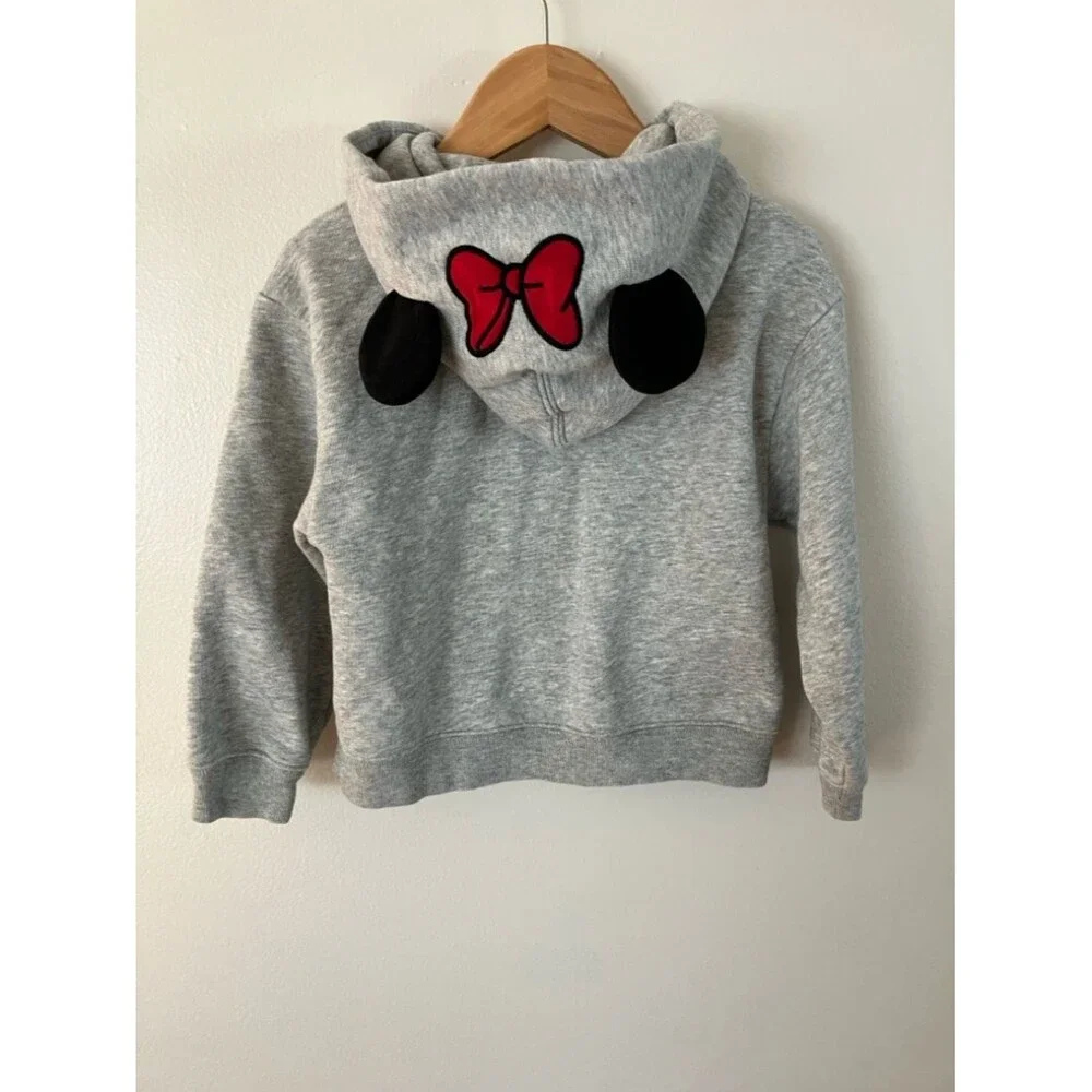 Gap x Disney 5y Minnie Mouse Grey Zip-Up Hoodie Red Bow and Ears